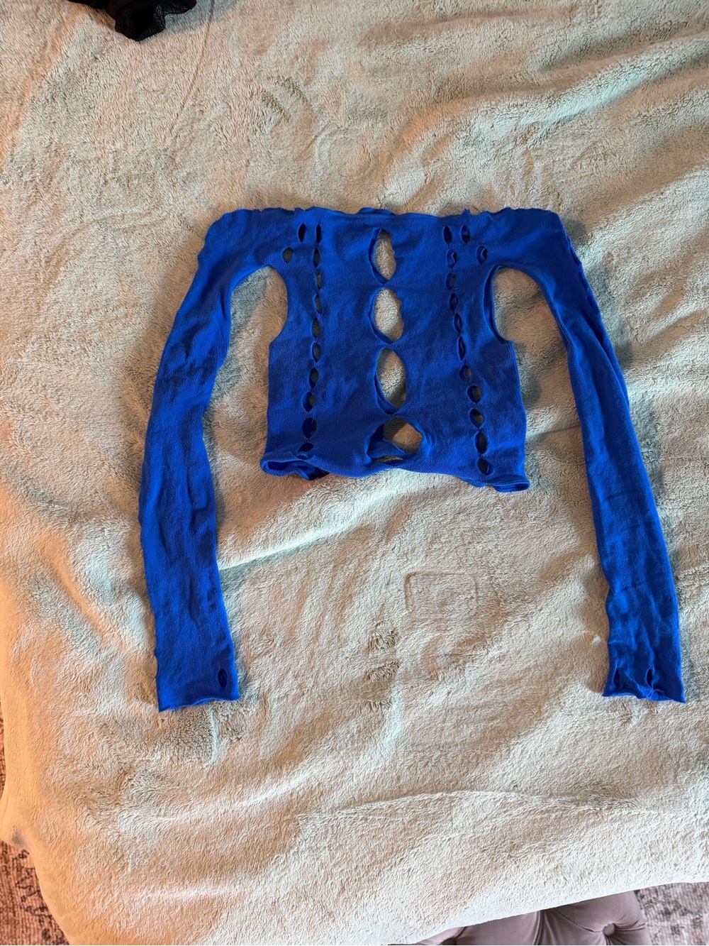 Royal Blue Cutout Long-Sleeve Crop Top